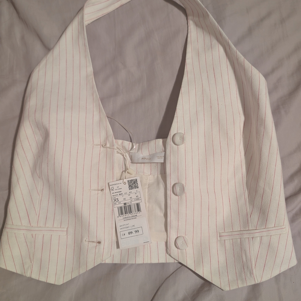 Mango Pinstripe Halter Vest